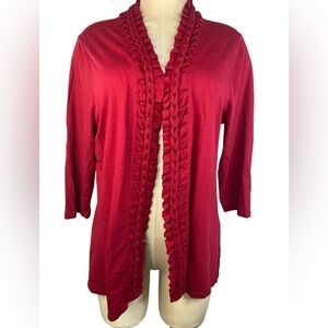 Coldwater Creek Red Open Front Cardigan Sweater Women’s XL